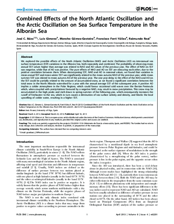 (PDF) Combined Effects of the North Atlantic Oscillation and the Arctic ...