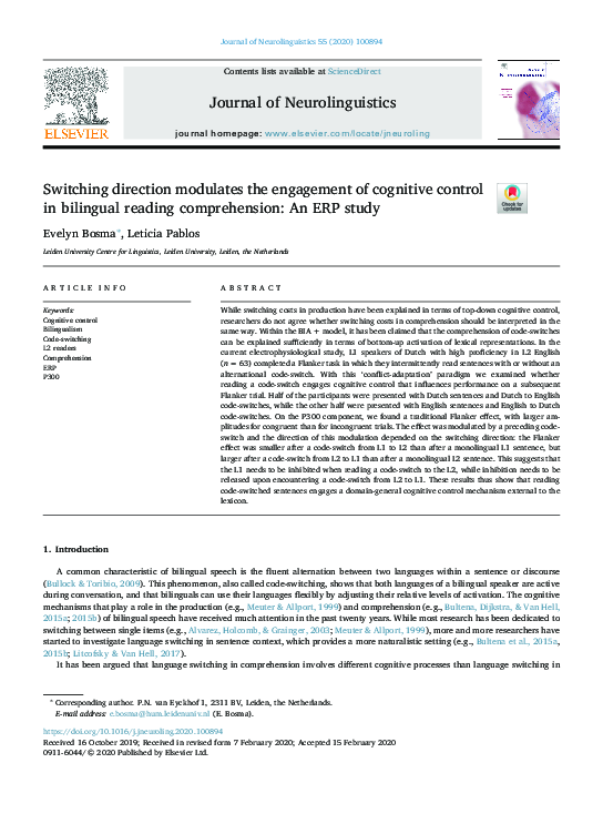 (PDF) Switching direction modulates the engagement of cognitive control ...