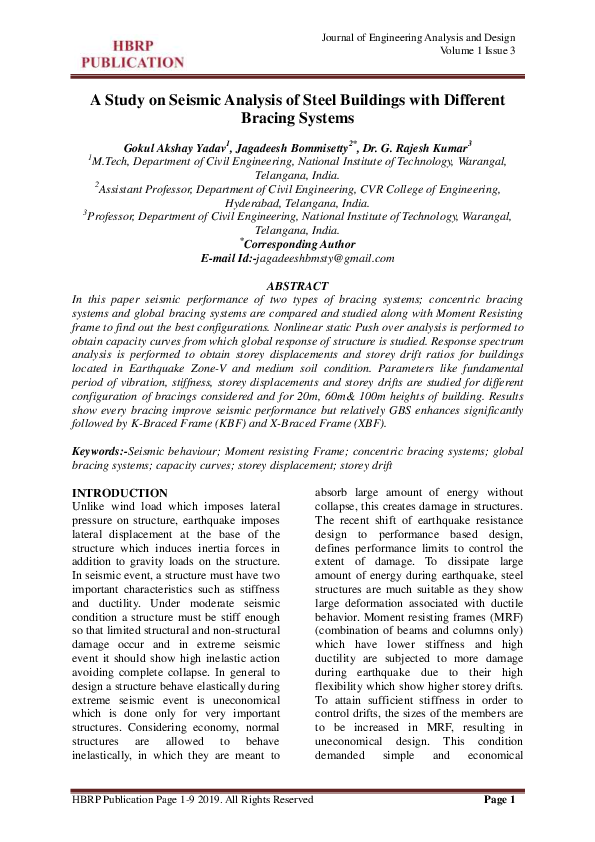 (PDF) A Study on Seismic Analysis of Steel Buildings with Different ...