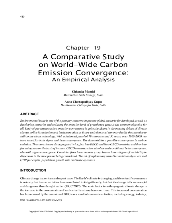 (PDF) A Comparative Study on World-Wide Carbon Emission Convergence
