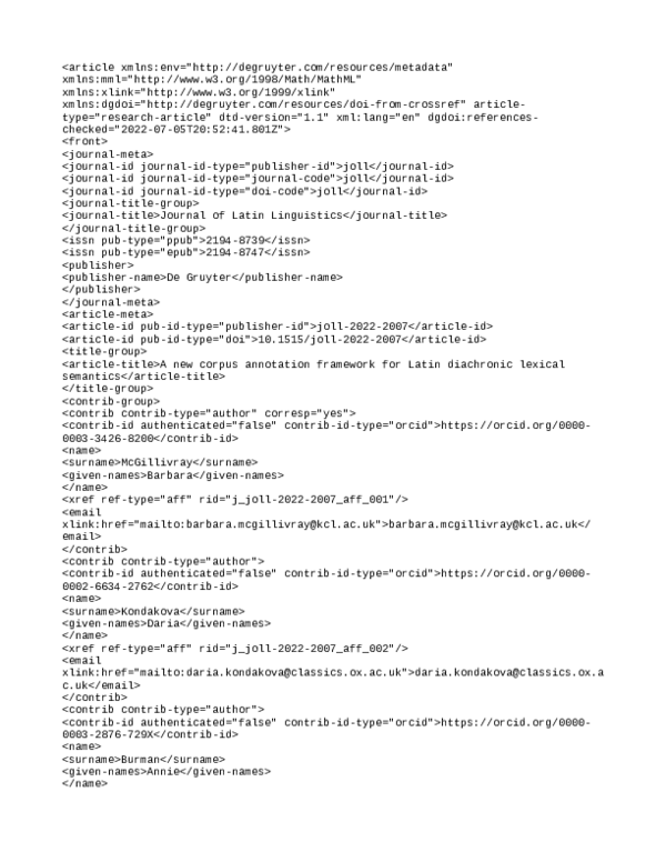 A new corpus annotation framework for Latin diachronic lexical semantics