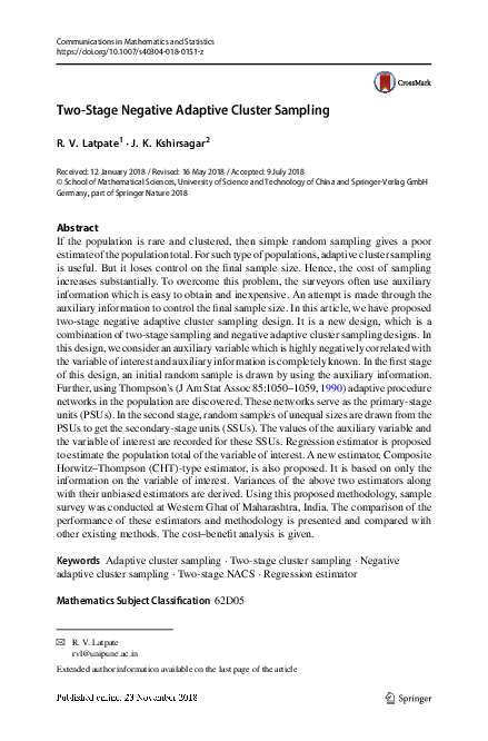 (PDF) Two-Stage Negative Adaptive Cluster Sampling