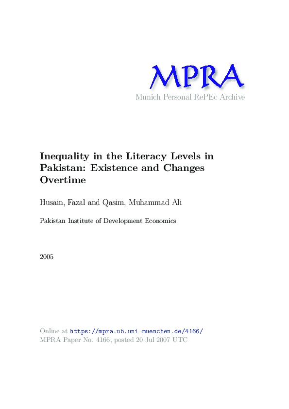 (PDF) Inequality in the Literacy Levels in Pakistan