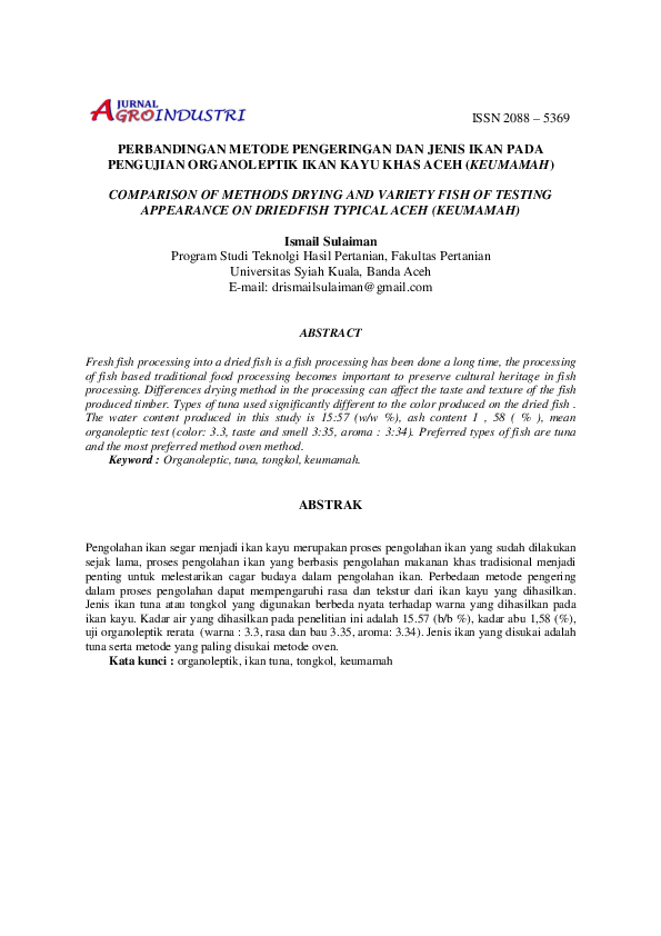 (PDF) Comparison of Methods Drying and Variety Fish of Testing ...