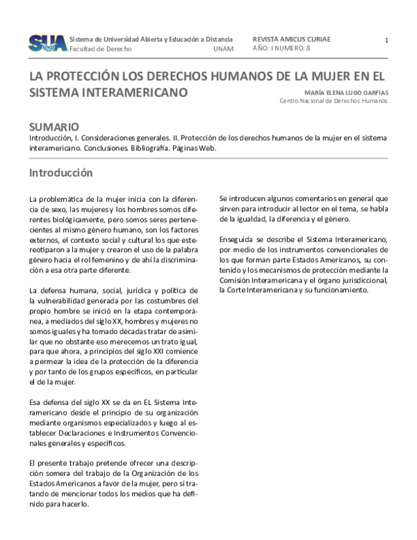 (PDF) La Protección de los Derechos Humanos de la Mujer en el Sistema ...