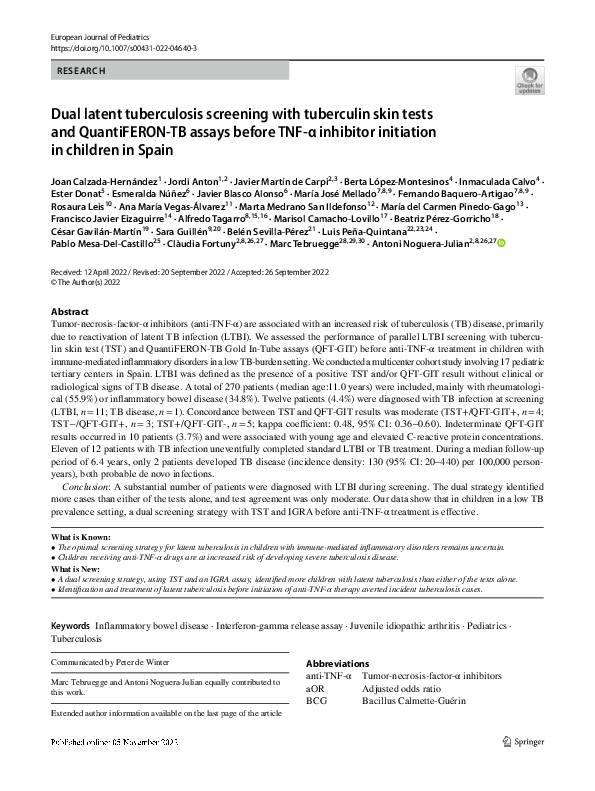 (PDF) Dual latent tuberculosis screening with tuberculin skin tests and ...