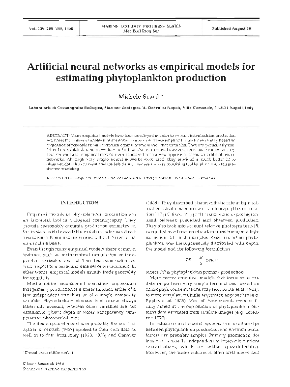 (PDF) Artificial neural networks as empirical models for estimating ...