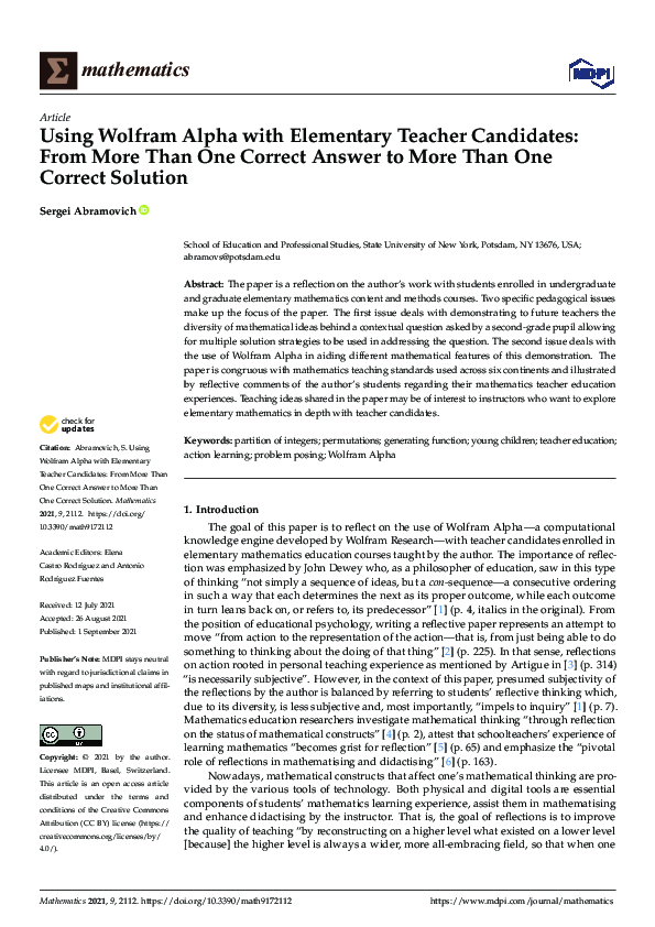 (PDF) Using Wolfram Alpha with Elementary Teacher Candidates: From More ...