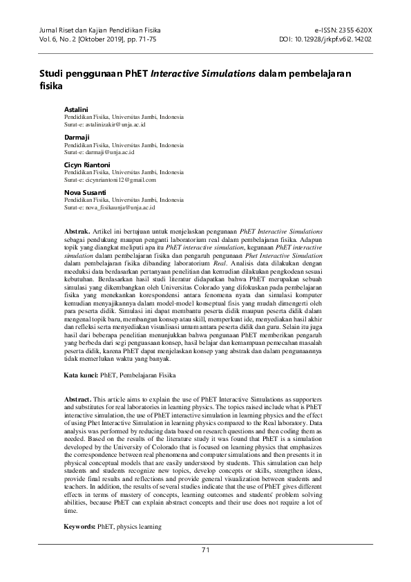 (PDF) Studi penggunaan PhET Interactive Simulations dalam pembelajaran ...