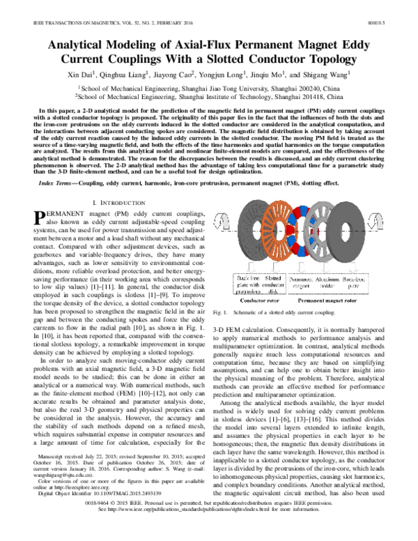 (PDF) Analytical modeling of an axial flux permanent magnet synchronous ...