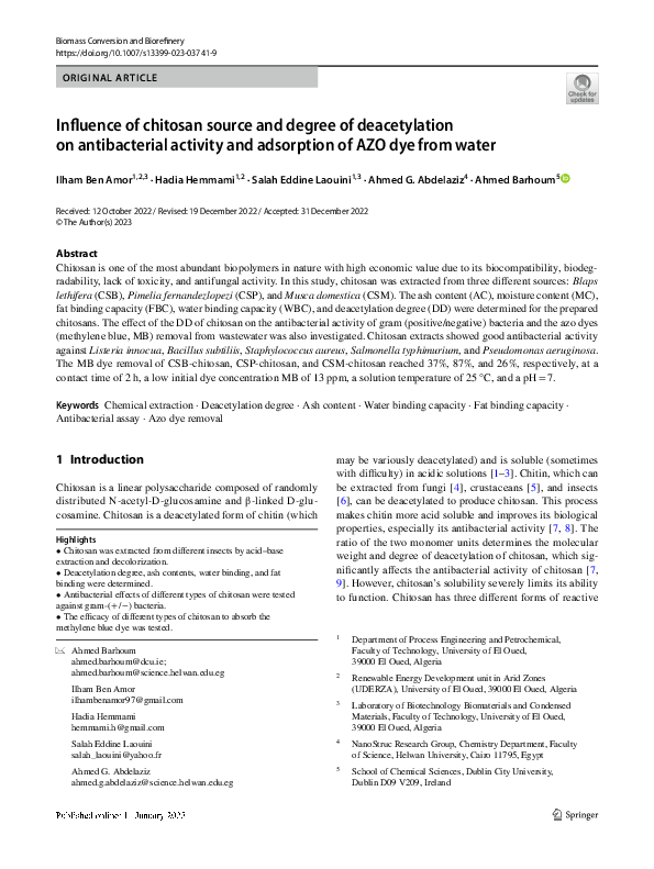 (PDF) Influence of chitosan source and degree of deacetylation on ...