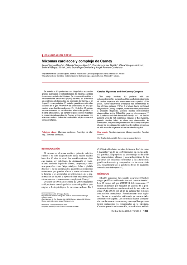 (PDF) Mixomas cardiacos y complejo de Carney