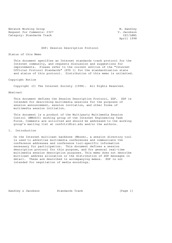 (PDF) Session Description Protocol