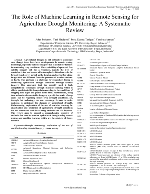 (PDF) The Role of Machine Learning in Remote Sensing for Agriculture ...
