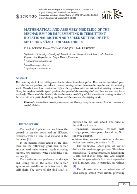(PDF) Mathematical and Assembly Modeling of The Mechanism for ...