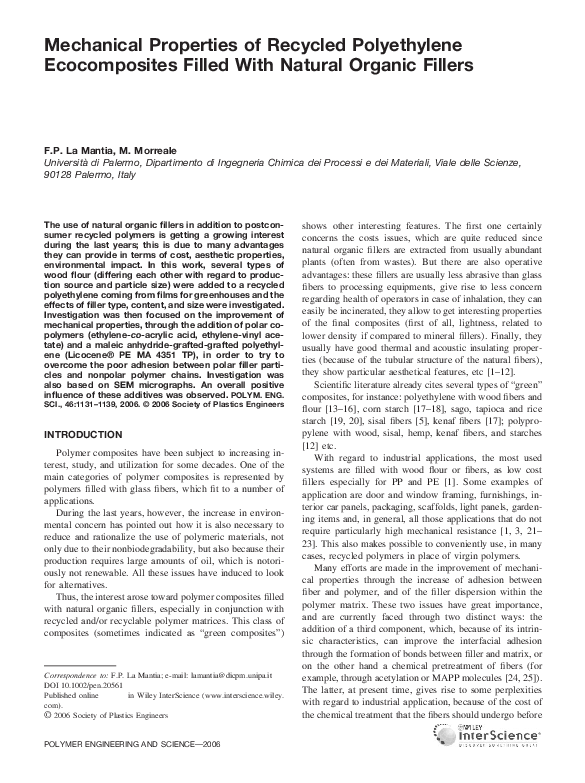 (PDF) Mechanical properties of recycled polyethylene ecocomposites ...