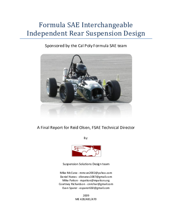 (PDF) Formula SAE Interchangeable Independent Rear Suspension Design