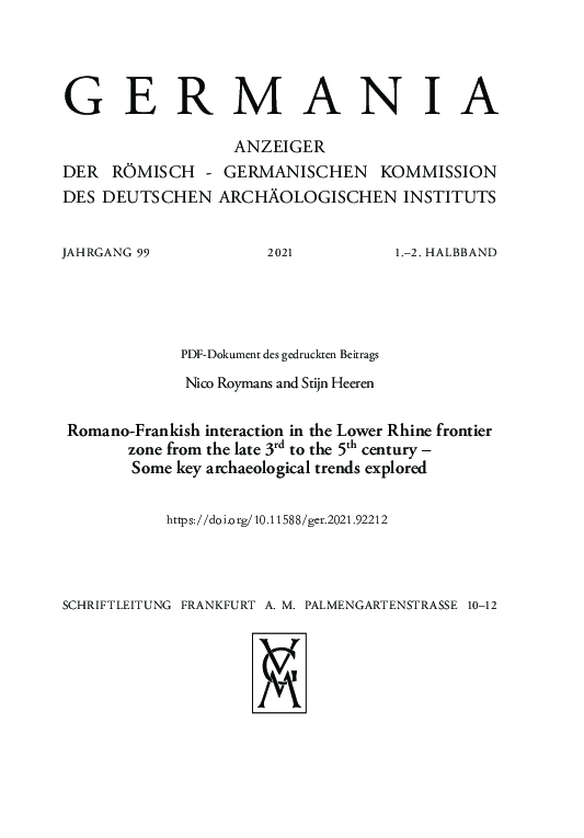 First page of “Romano-Frankish interaction in the Lower Rhine frontier zone from the late 3rd to the 5th century –  Some key archaeological trends explored”