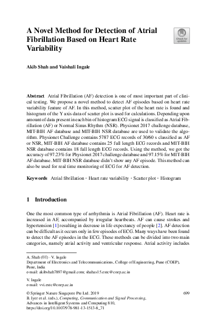 (PDF) A Novel Method for Detection of Atrial Fibrillation Based on ...