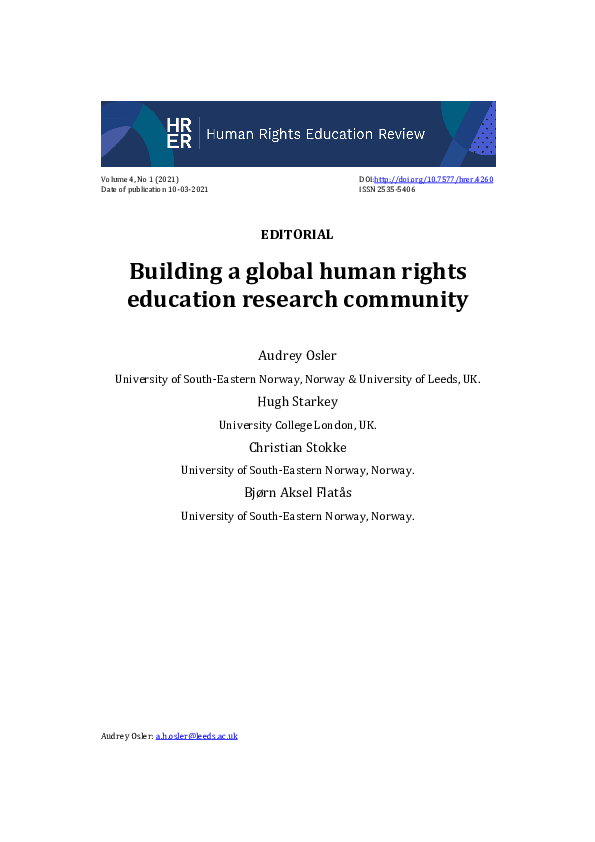 (PDF) Building a global human rights education research community