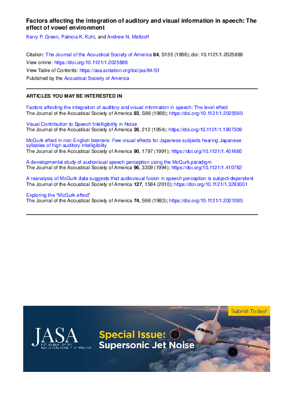 (PDF) Factors affecting the integration of auditory and visual ...