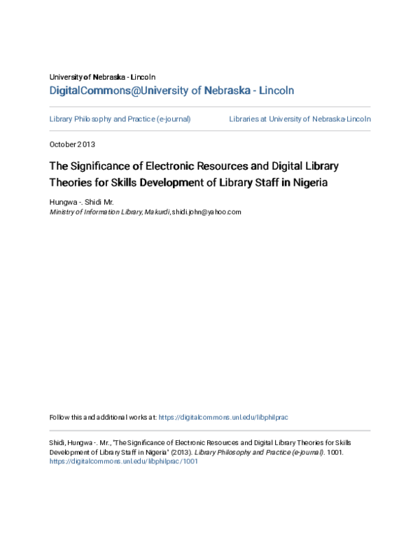 (PDF) The Significance of Electronic Resources and Digital Library