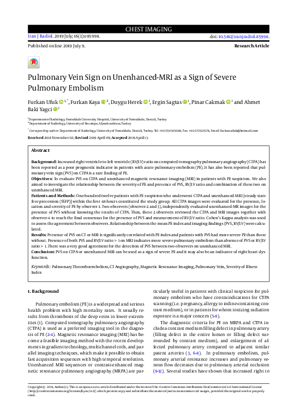 (PDF) Pulmonary Vein Sign on Unenhanced-MRI as a Sign of Severe ...