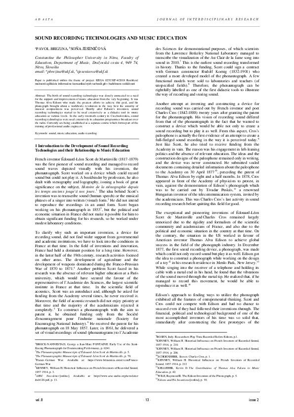 (PDF) Sound recording technologies and music education