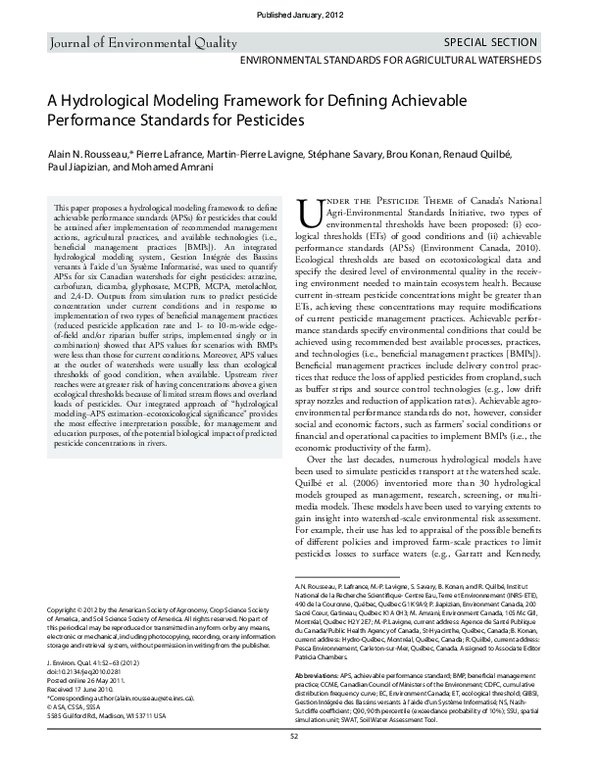 (PDF) A Hydrological Modeling Framework for Defining Achievable ...