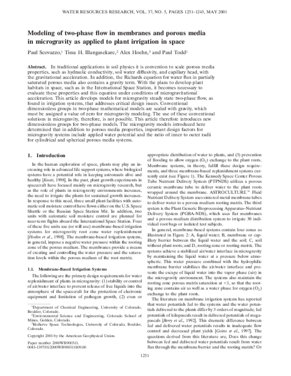 (PDF) Two-Phase Flow Modeling in Microgravity for Space Irrigation