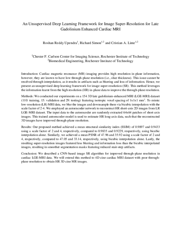 (PDF) An Unsupervised Deep Learning Framework for Image Super ...