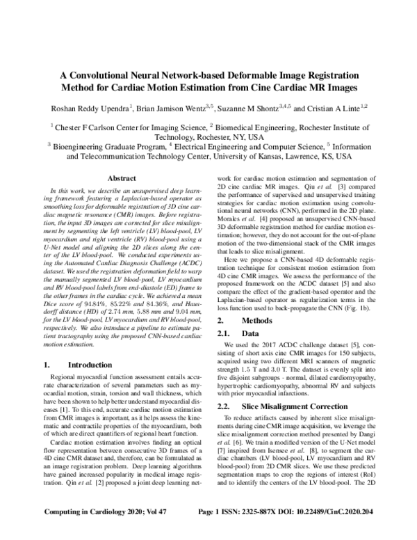 (PDF) A Convolutional Neural Network-based Deformable Image ...