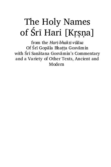 (PDF) The Holy Names of Hari