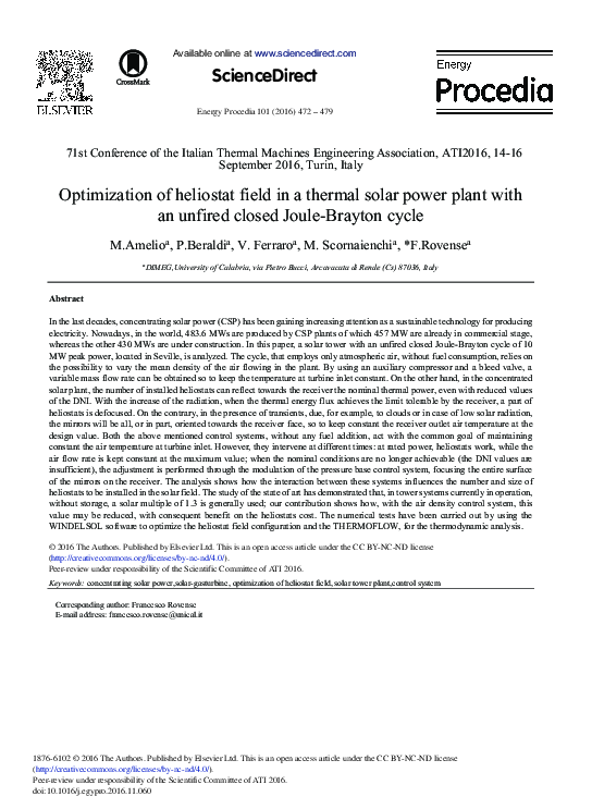 (PDF) Optimization of Heliostat Field in a Thermal Solar Power Plant ...