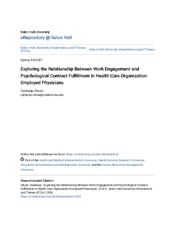 (PDF) Exploring the Relationship Between Work Engagement and ...
