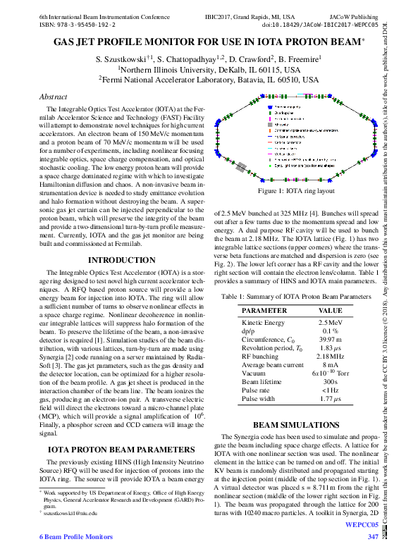 (PDF) Gas Jet Profile Monitor for Use in IOTA Proton Beam