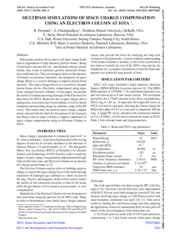 (PDF) Multipass Simulations of Space Charge Compensation using Electron ...