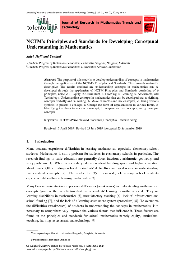 (PDF) NCTM’s Principles and Standards for Developing Conceptual ...