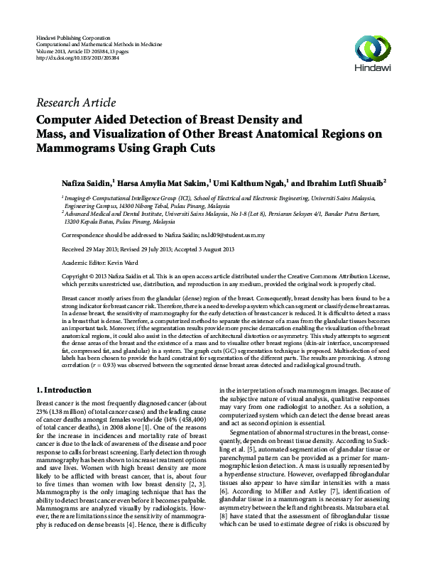 (PDF) Computer Aided Detection of Breast Density and Mass, and ...