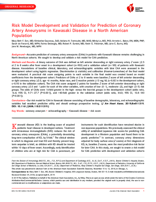 (PDF) Risk Model Development and Validation for Prediction of Coronary ...