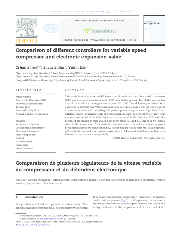(PDF) Comparison of different controllers for variable speed compressor ...