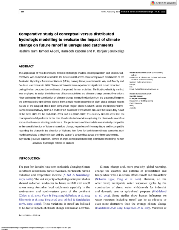 (PDF) Comparative study of conceptual versus distributed hydrologic ...