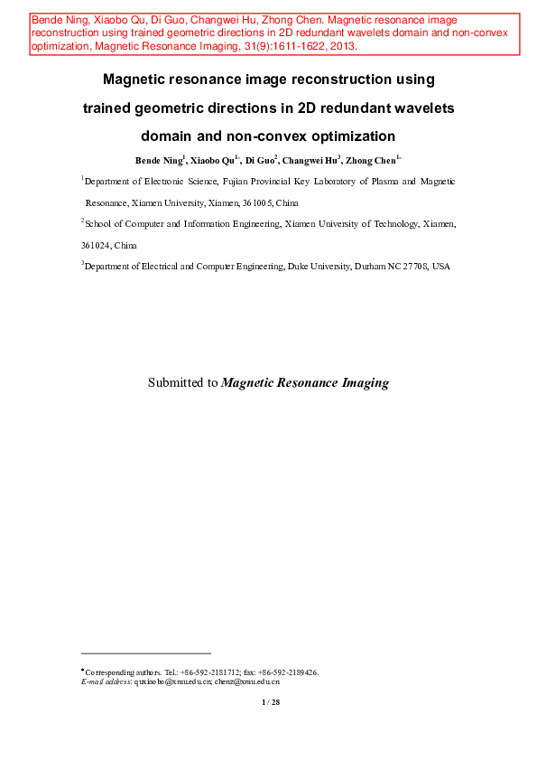 (PDF) Magnetic resonance image reconstruction using trained geometric ...