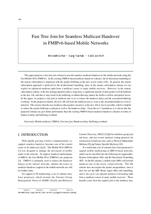 (PDF) Fast Tree Join for Seamless Multicast Handover in FMIPv 6-based ...