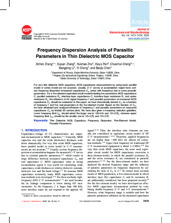 (PDF) Frequency Dispersion Analysis of Parasitic Parameters in Thin ...