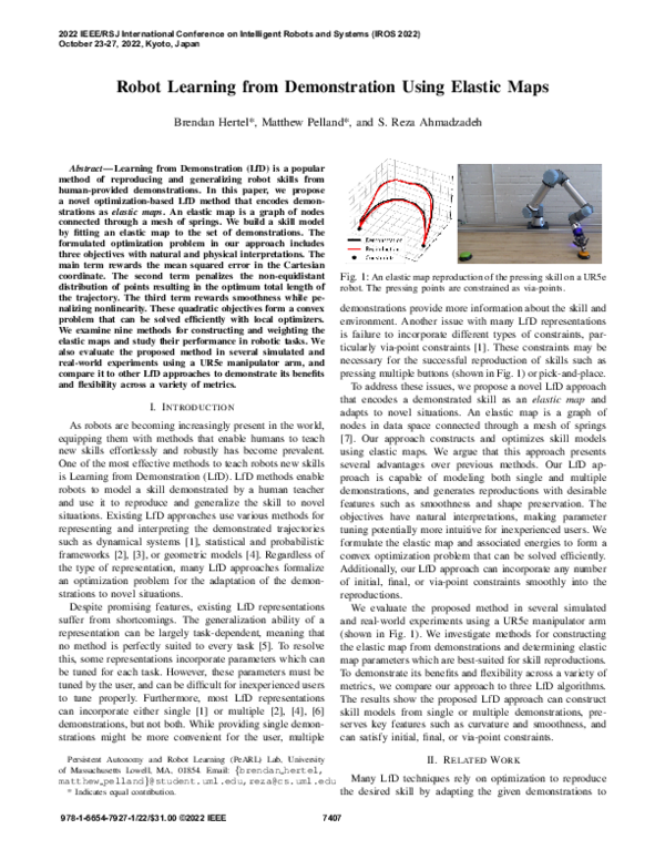 (PDF) Robot Learning from Demonstration Using Elastic Maps