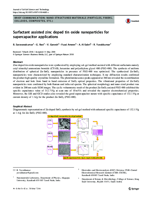 (PDF) Surfactant assisted zinc doped tin oxide nanoparticles for ...