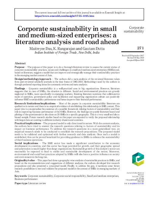 (PDF) Corporate sustainability in small and medium-sized enterprises: a ...