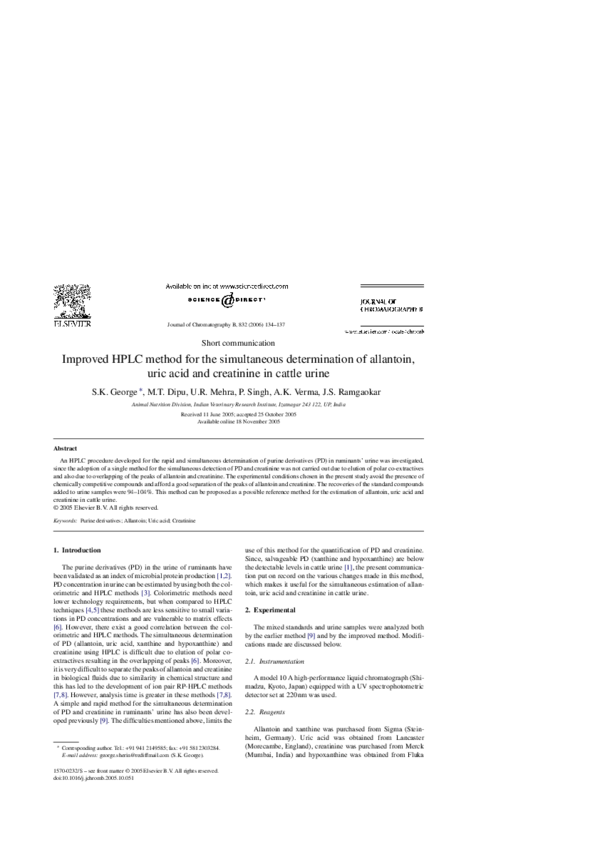 (PDF) Improved HPLC method for the simultaneous determination of ...