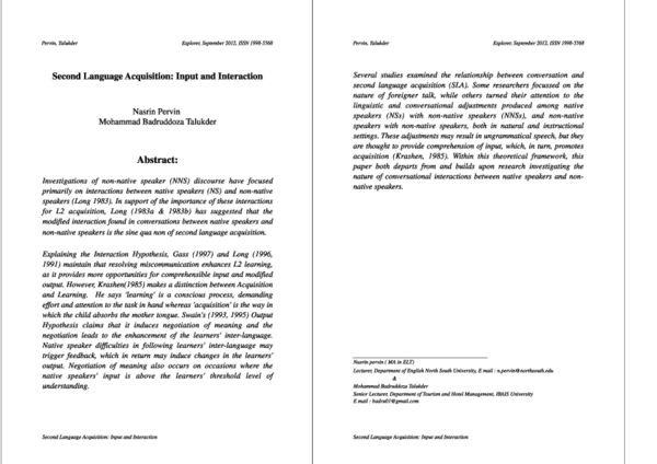(PDF) Second Language Acquisition: Input and Interaction